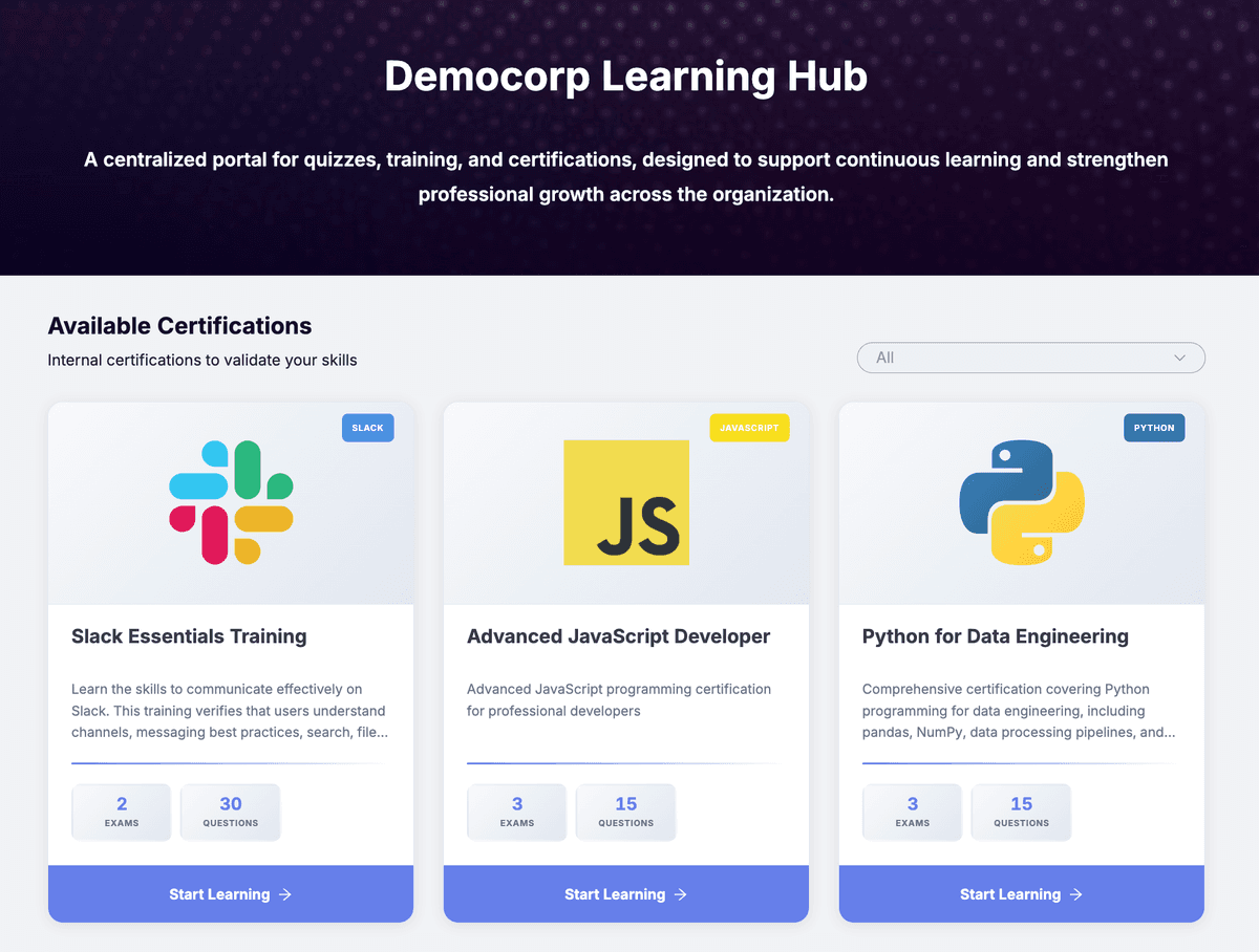 Internal Portal Dashboard