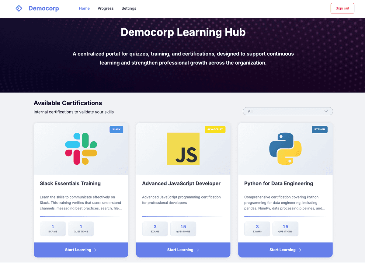Internal Portal Dashboard