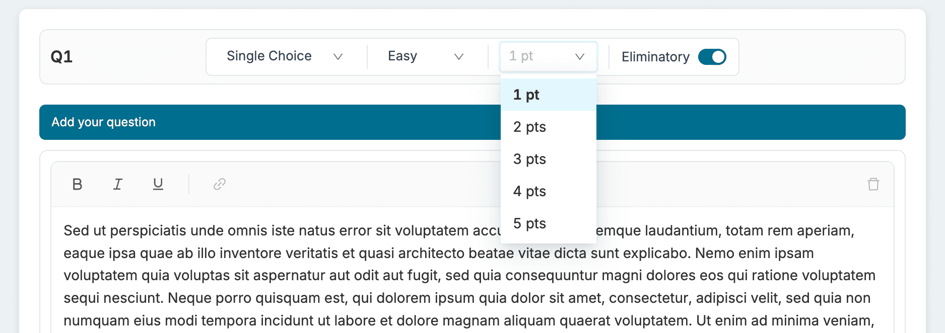 Image for Advanced Scoring: Question Weighting and Eliminatory Rules